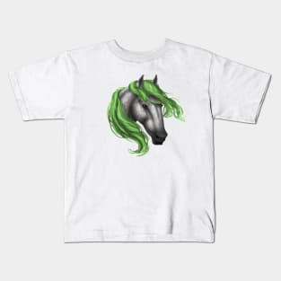 Horse Head - Dapple Green Mane Kids T-Shirt